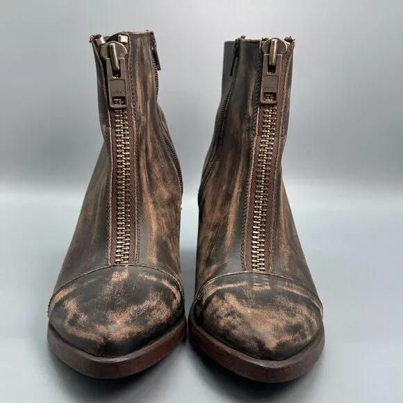 Freebird Claire Women's 8 Brown Leather Distressed Boot Zipper Pointed Western